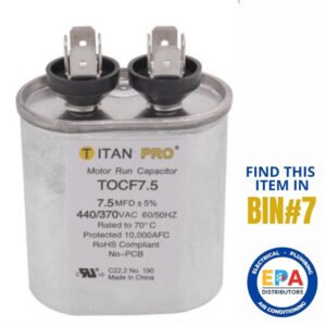7.5 MFD Oval Motor Run Capacitor (440/370V)